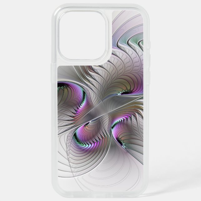 Modern Abstract Shy Fantasy Figure Fractal Art iPhone 15 Pro Max Case (Back)