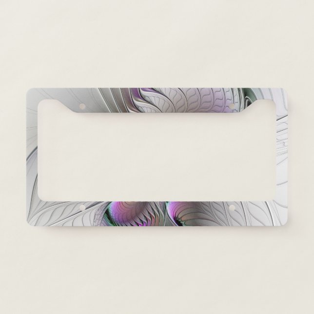 Modern Abstract Shy Fantasy Figure Fractal Art License Plate Frame (Front)