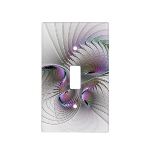 Modern Abstract Shy Fantasy Figure Fractal Art Light Switch Cover