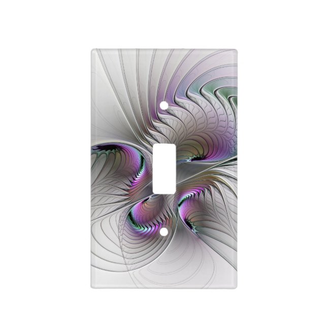Modern Abstract Shy Fantasy Figure Fractal Art Light Switch Cover (Front)