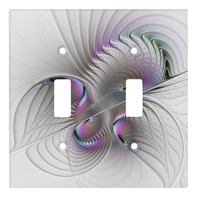 Modern Abstract Shy Fantasy Figure Fractal Art Light Switch Cover (Front)