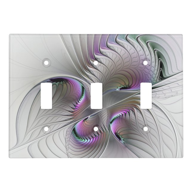 Modern Abstract Shy Fantasy Figure Fractal Art Light Switch Cover (Front)