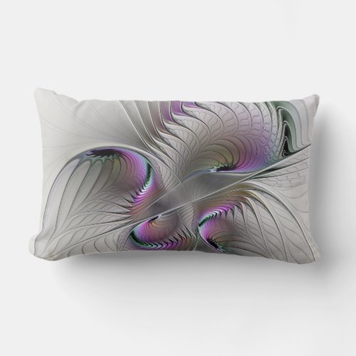 Modern Abstract Shy Fantasy Figure Fractal Art Lumbar Pillow