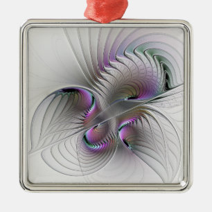 Modern Abstract Shy Fantasy Figure Fractal Art Metal Ornament