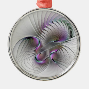 Modern Abstract Shy Fantasy Figure Fractal Art Metal Ornament