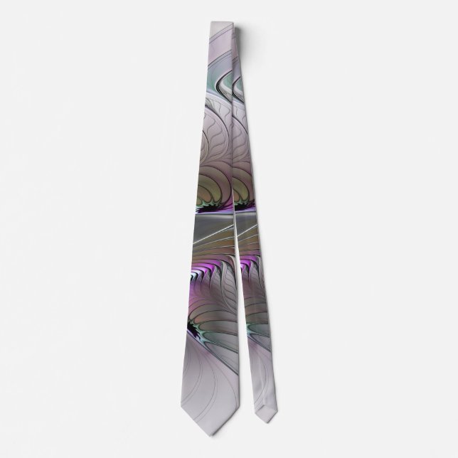 Modern Abstract Shy Fantasy Figure Fractal Art Neck Tie (Front)
