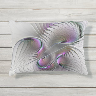 Modern Abstract Shy Fantasy Figure Fractal Art Outdoor Pillow