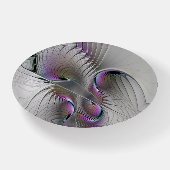 Modern Abstract Shy Fantasy Figure Fractal Art Paperweight (Front)