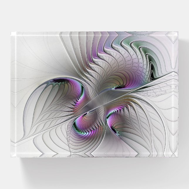 Modern Abstract Shy Fantasy Figure Fractal Art Paperweight (Front)
