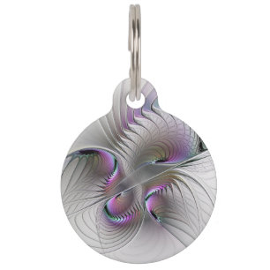Modern Abstract Shy Fantasy Figure Fractal Art Pet ID Tag