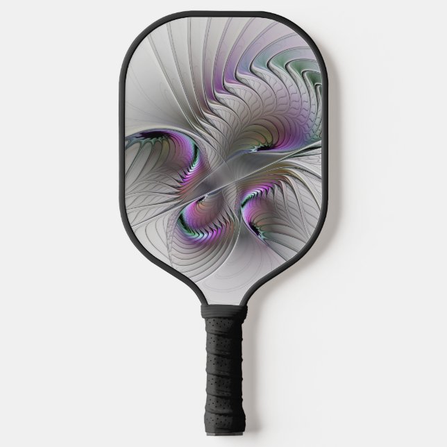 Modern Abstract Shy Fantasy Figure Fractal Art Pickleball Paddle (Front)