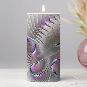 Modern Abstract Shy Fantasy Figure Fractal Art Pillar Candle
