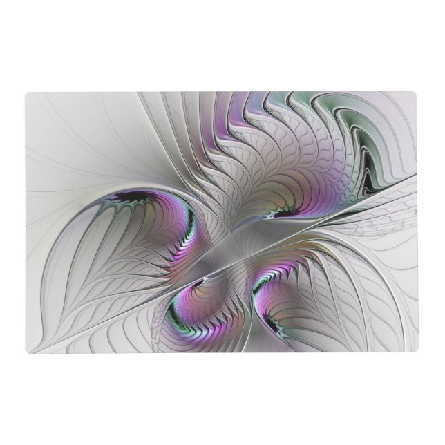 Modern Abstract Shy Fantasy Figure Fractal Art Placemat (Front)