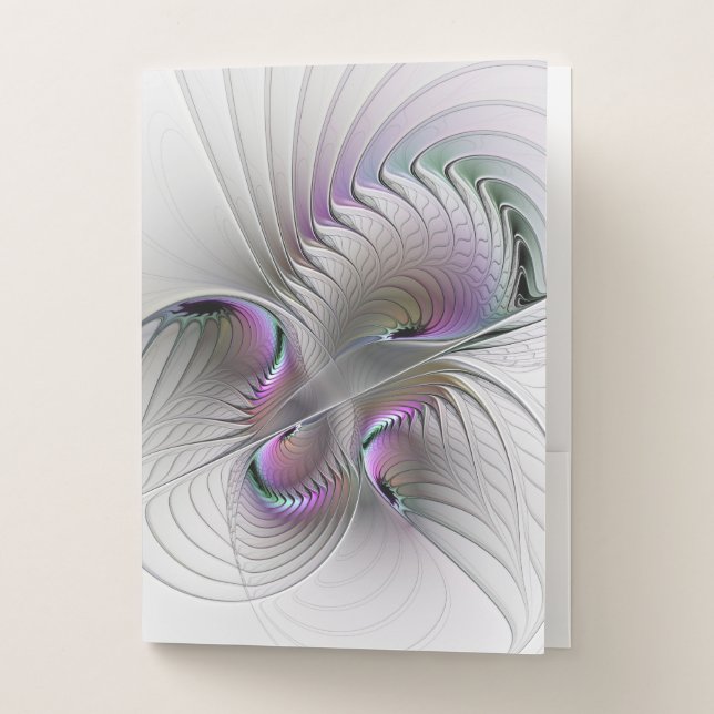 Modern Abstract Shy Fantasy Figure Fractal Art Pocket Folder (Front)