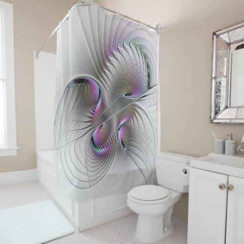 Modern Abstract Shy Fantasy Figure Fractal Art Shower Curtain
