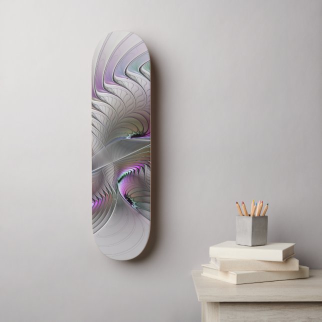 Modern Abstract Shy Fantasy Figure Fractal Art Skateboard (Wall Art)