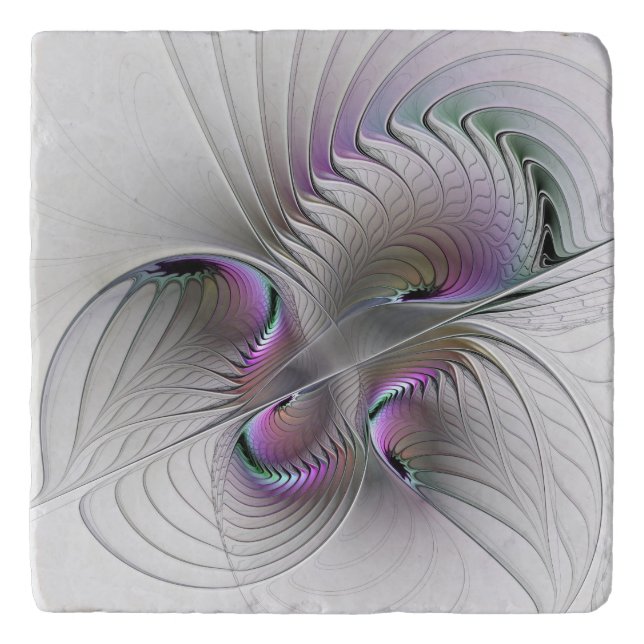 Modern Abstract Shy Fantasy Figure Fractal Art Trivet (Front)