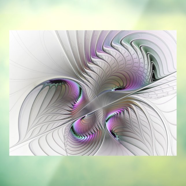 Modern Abstract Shy Fantasy Figure Fractal Art Window Cling (Sheet 3)