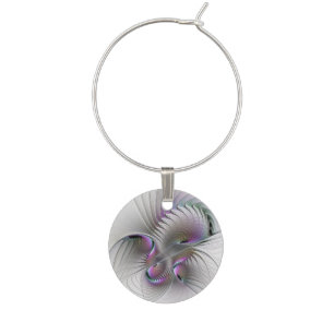 Modern Abstract Shy Fantasy Figure Fractal Art Wine Charm