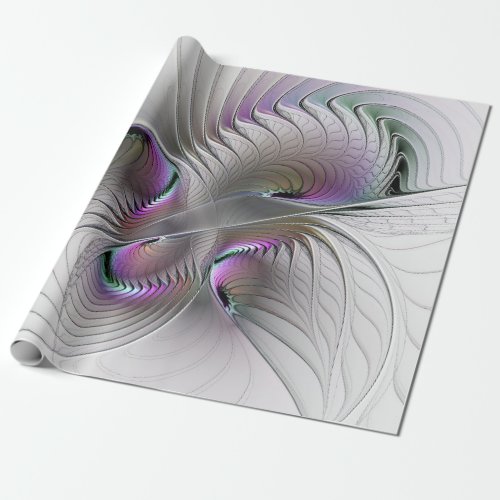 Modern Abstract Shy Fantasy Figure Fractal Art Wrapping Paper