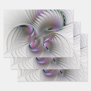 Modern Abstract Shy Fantasy Figure Fractal Art Wrapping Paper Sheets