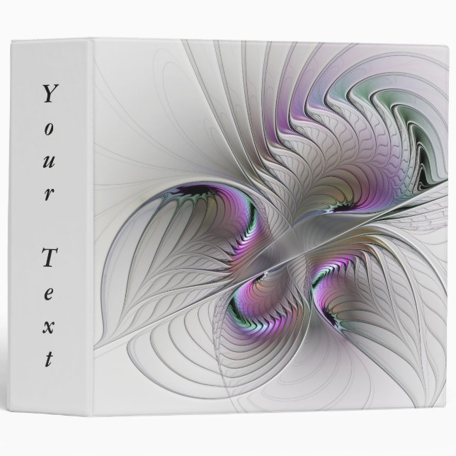 Modern Abstract Shy Fantasy Figure Fractal Text 3 Ring Binder (Front/Spine)
