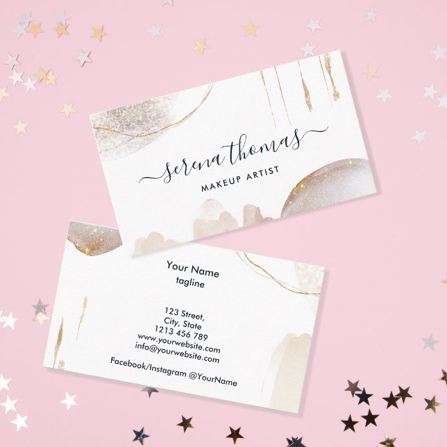 Modern Abstract Signature Blush Gold watercolor Business Card (Creator Uploaded)