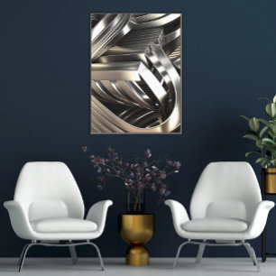 Modern Abstract Silver Industrial & Minimalist Canvas Print