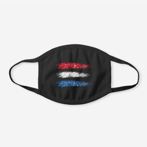  Modern Abstract Simple American Flag on Black Black Cotton Face Mask
