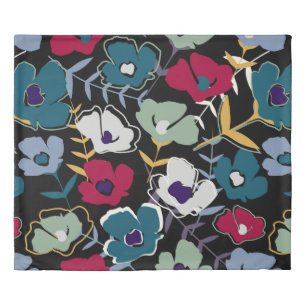 Modern abstract simple little flowers and leaves e duvet cover
