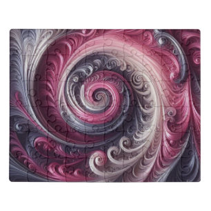 Modern Abstract Simple Swirling Pink and Purple Jigsaw Puzzle