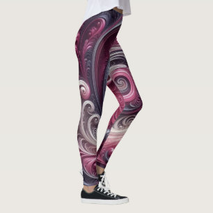 Modern Abstract Simple Swirling Pink and Purple Leggings