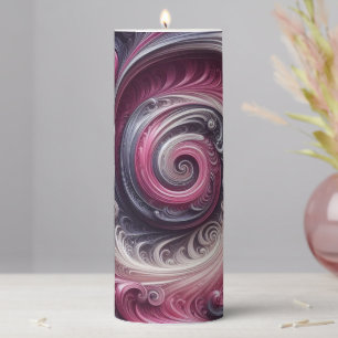 Modern Abstract Simple Swirling Pink and Purple Pillar Candle