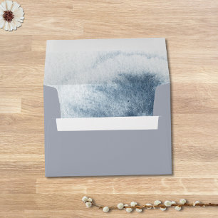 Modern Abstract Slate Blue Gray Mist Watercolor Envelope