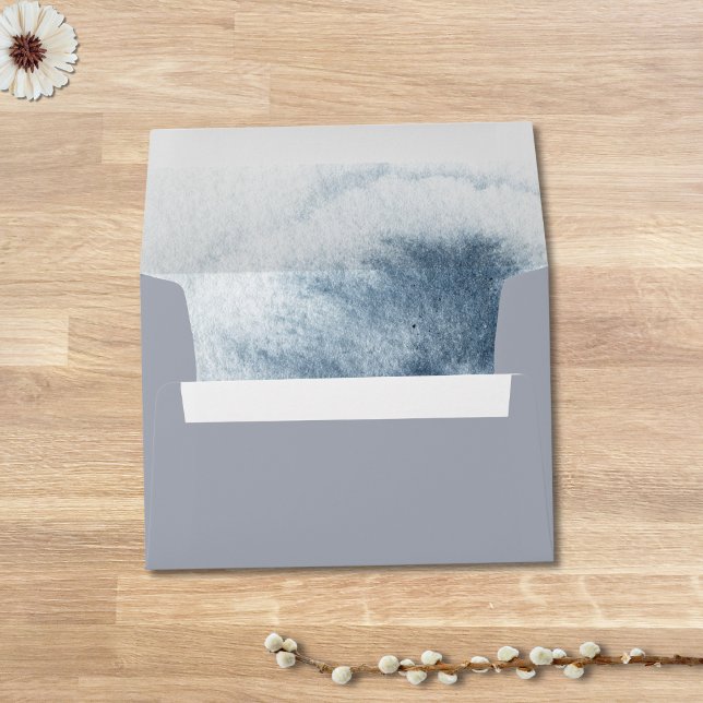 Modern Abstract Slate Blue Gray Mist Watercolor Envelope (Creator Uploaded)
