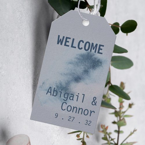 Modern Abstract Slate Blue Gray Mist Watercolor Gift Tags