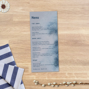 Modern Abstract Slate Blue Gray Mist Watercolor Menu