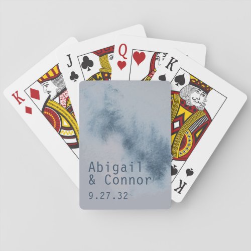Modern Abstract Slate Blue Gray Mist Watercolor Playing Cards