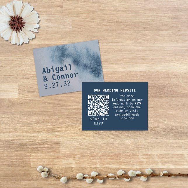 Modern Abstract Slate Blue Gray Mist Web QR Enclosure Card (Creator Uploaded)