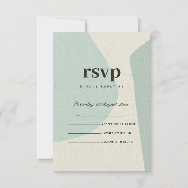 MODERN ABSTRACT SOFT AQUA BLUE ARTISTIC RSVP CARD (Front)