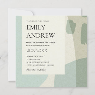 MODERN ABSTRACT SOFT AQUA BLUE ARTISTIC WEDDING IN INVITATION