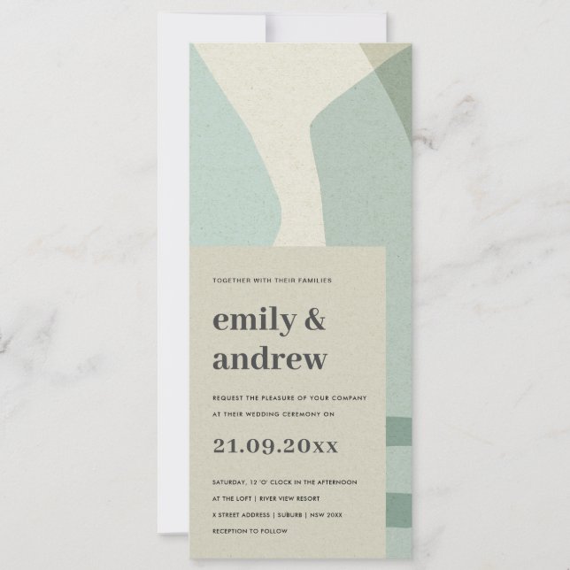 MODERN ABSTRACT SOFT AQUA BLUE ARTISTIC WEDDING INVITATION (Front)