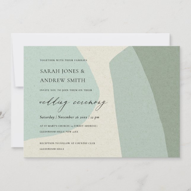 MODERN ABSTRACT SOFT AQUA BLUE ARTISTIC WEDDING INVITATION (Front)