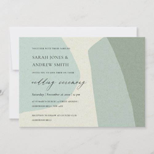 MODERN ABSTRACT SOFT AQUA BLUE ARTISTIC WEDDING INVITATION