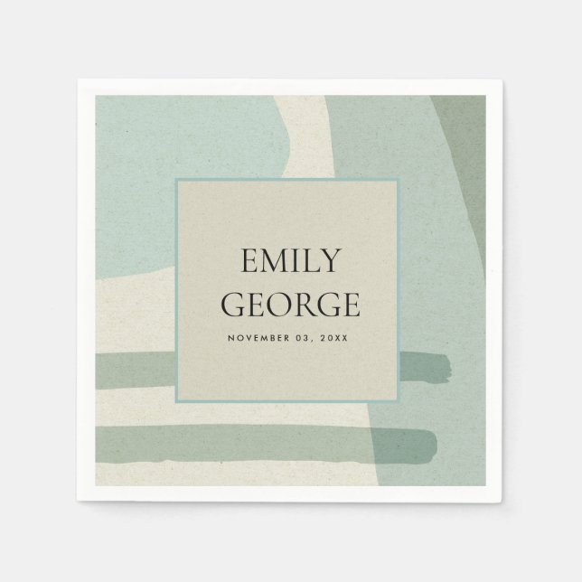 MODERN ABSTRACT SOFT AQUA BLUE ARTISTIC WEDDING NAPKINS (Front)