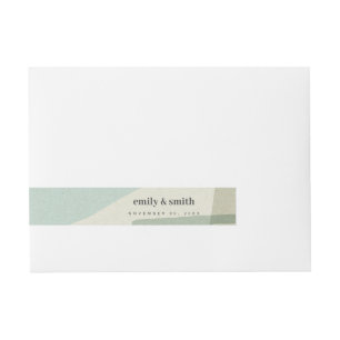 MODERN ABSTRACT SOFT AQUA BLUE ARTISTIC WEDDING WRAP AROUND ADDRESS LABEL