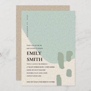 MODERN ABSTRACT SOFT AQUA BLUE BABY SHOWER INVITE