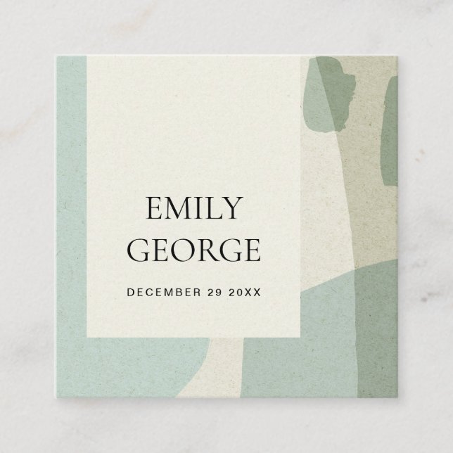 MODERN ABSTRACT SOFT AQUA BLUE WEDDING WEBSITE SQUARE BUSINESS CARD (Front)