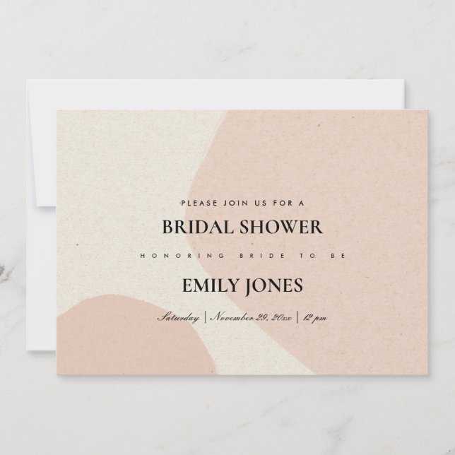 MODERN ABSTRACT SOFT BLUSH BRIDAL SHOWER INVITE (Front)