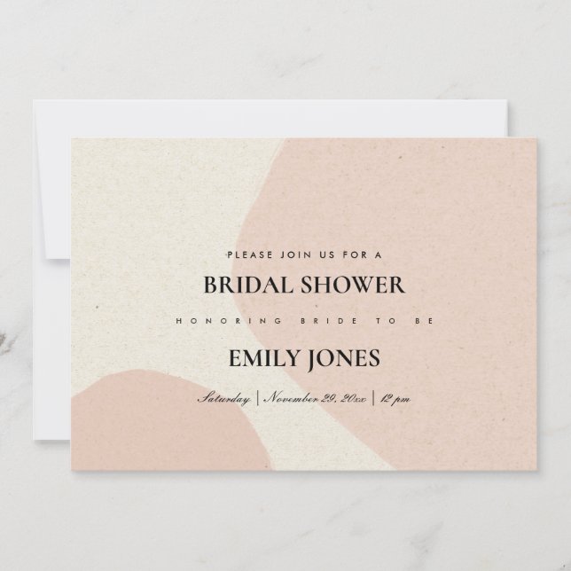 MODERN ABSTRACT SOFT BLUSH BRIDAL SHOWER INVITE (Front)